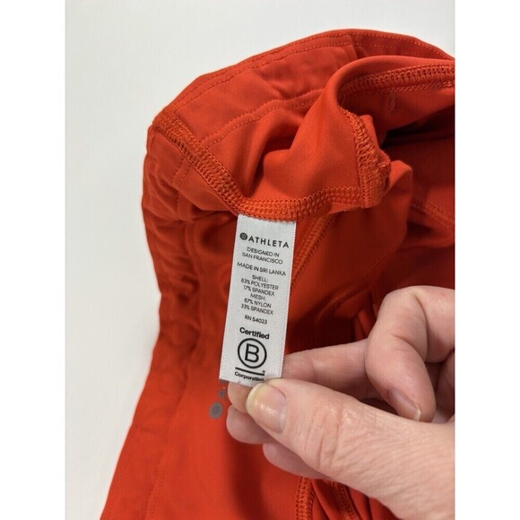 Athleta Velocity Stash Pocket Crop Leggings Bright Red Orange Medium Tall - Picture 9 of 15